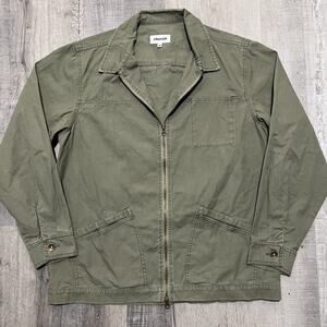 Jiberish Canvas Jacket Green Cotton Full Zip Military Flight Ski Snowboard M